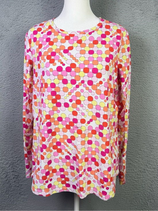 IBKUL Tops - IBKUL Top Womens Large Multicolor Geometric Crew Neck Long Sleeve Mesh Active